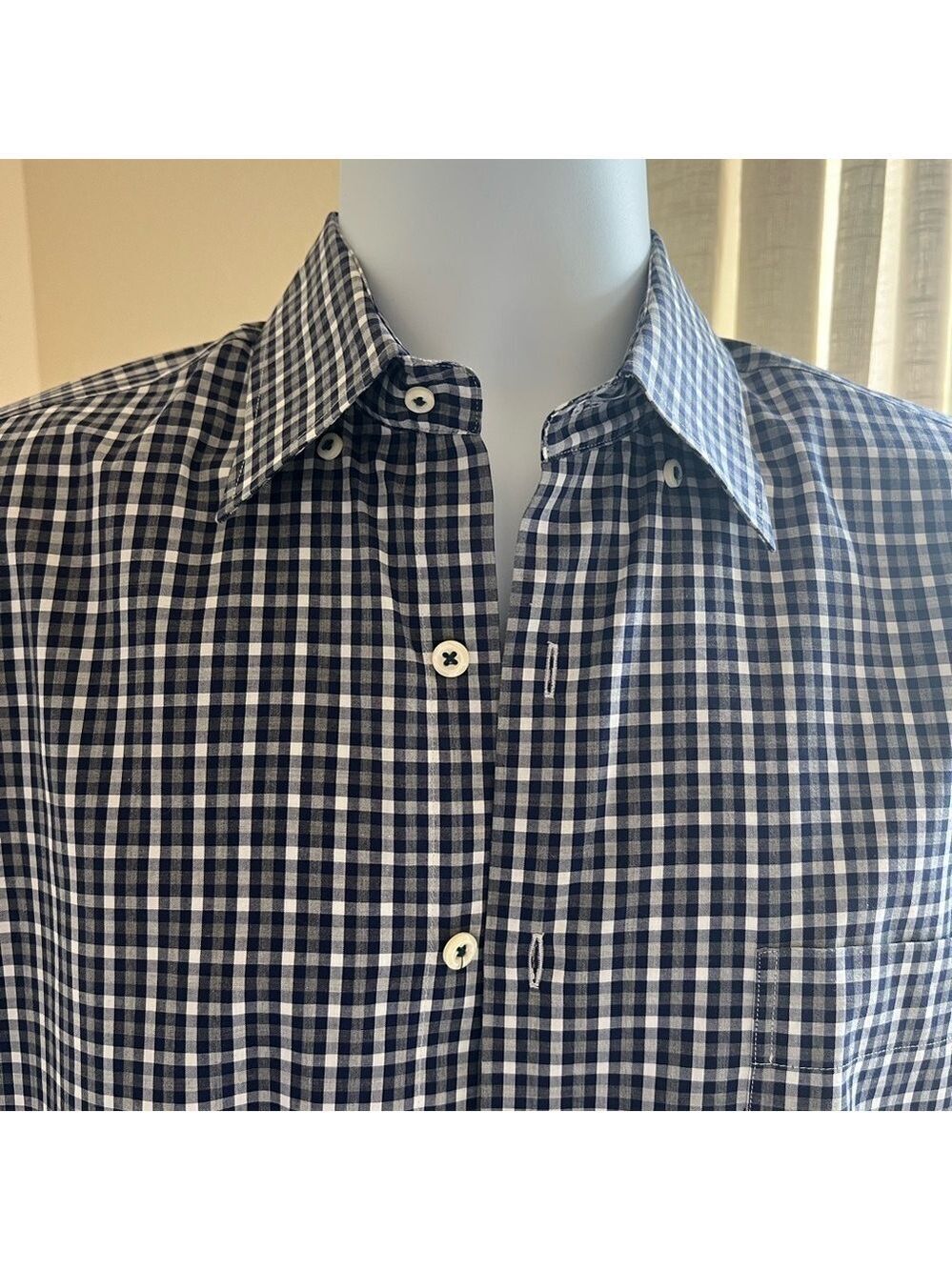 Peter Millar Sz S Navy Check Button Down Shirt